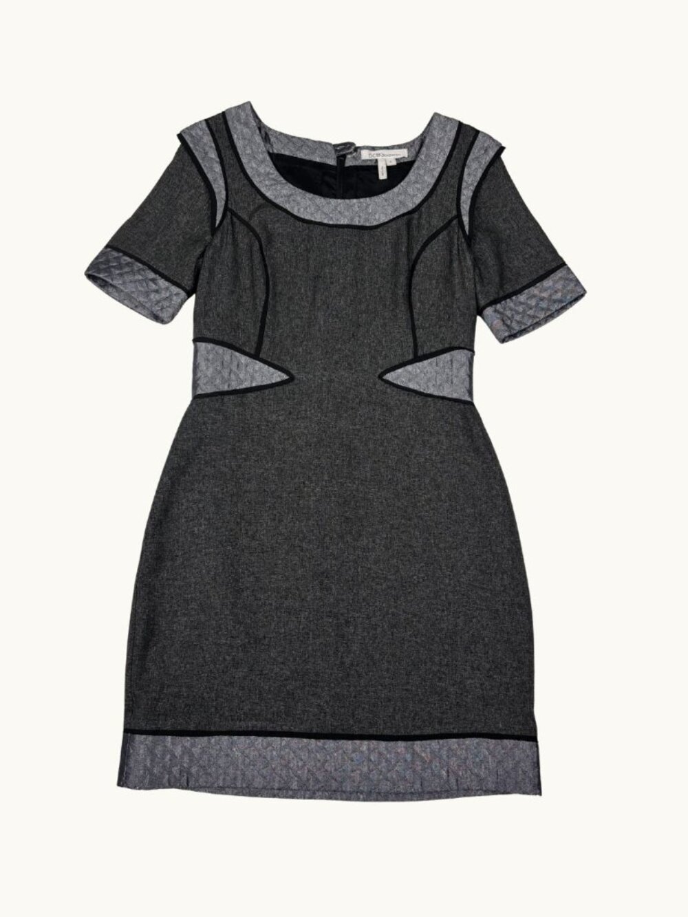 BCBGeneration Dress Size S Heather Grey Black Trim